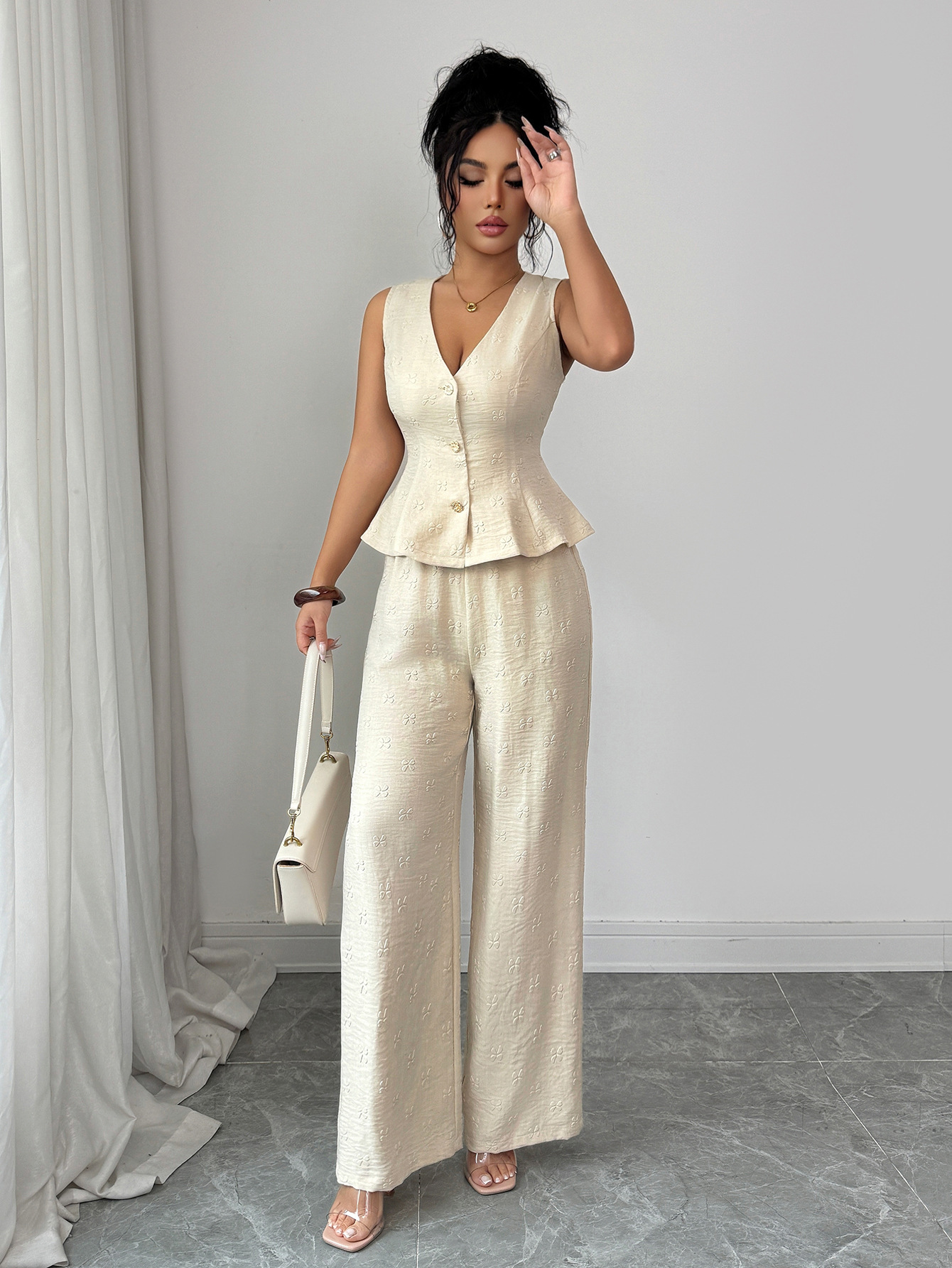 Women's Slim Fit Denim Style Suit Commuter Solid Color Spring Summer Collection Stay Stylish And Comfortable_ecoleips.com