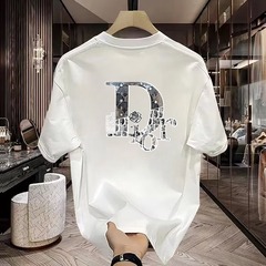 2025 夏の新スタイルの純粋な綿のトレンディなブランド半袖 Tシャツメンズラウンドネック通気性 Tシャツ半袖紳士服 Tシャツ紳士服