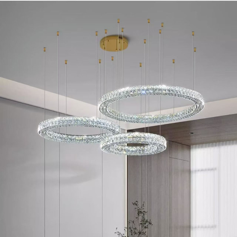 ライト高級スタイルクリスタルシャンデリアモダンシンプルな LED リビングルームランプ雰囲気ラウンドベッドルームレストランヴィラホールランプ|undefined