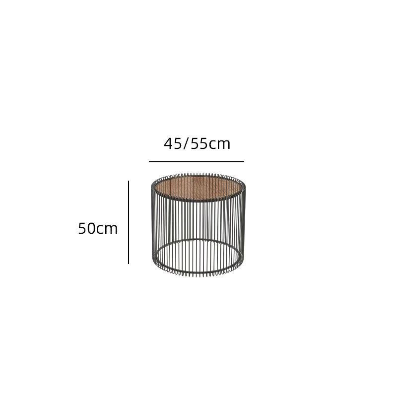 블랙 사이드 테이블 + 브라운 유리 50*45