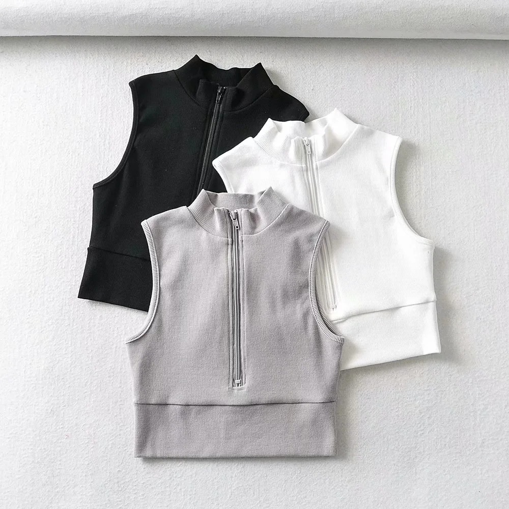 high neck tight-fitting zipper vest NSAC24886