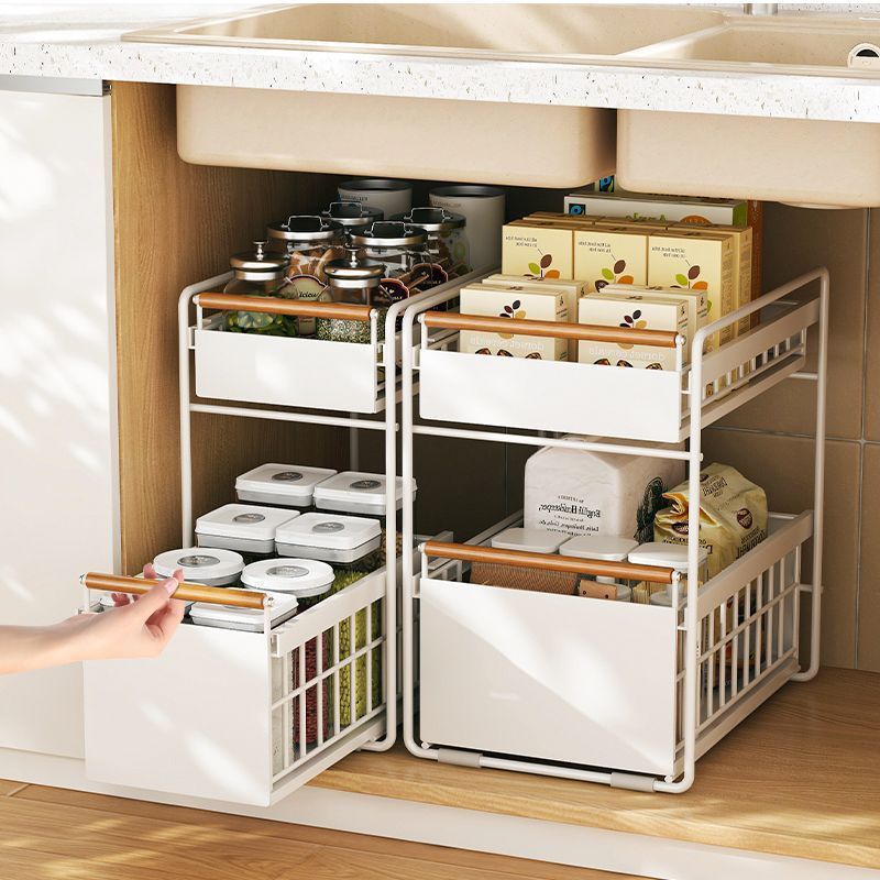 キッチン調味料や食器用の下水収納ラック、引き出し式家庭用多機能シンク収納キャビネット、引き出しバスケット層|undefined