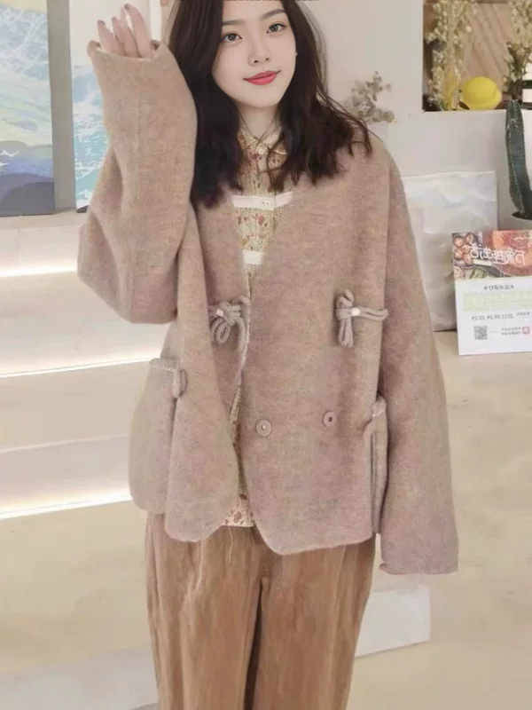 Woolen long-sleeve, extra-long long suit, colored jacket, increased thickness, loose fit