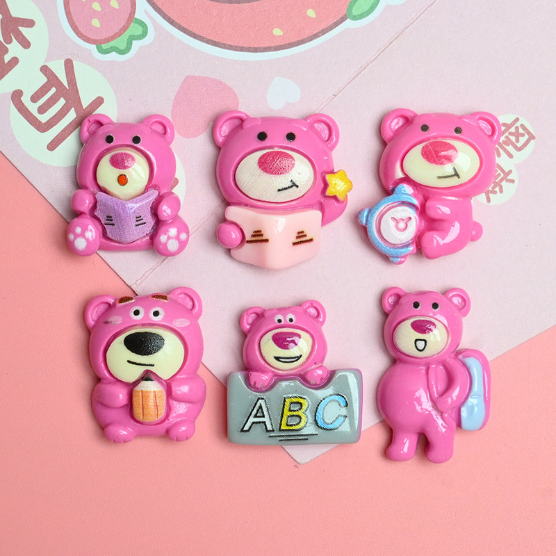 Cartoon Strawberry Bear Book Alarm Pencil Book Resin Accessories Diy Cream Glue Accessories Stationery Box Phone Case Cartoon Strawberry Bear Book Alarm Pencil Book Resin Accessories Diy Cream Glue Accessories Stationery Box Phone Case