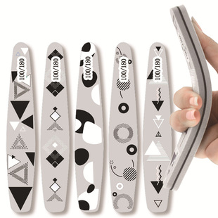 跨境印花海绵抛光搓双面打磨条指甲抛光锉海绵条美甲修形打磨条