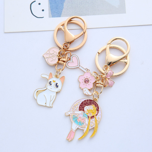 Creative Sailor Moon Keychain Luna Cat Car Keychain Cartoon Cute Couple Backpack Bag Pendant