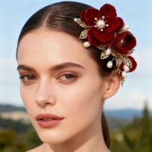 红色婚宴发夹喜婆婆盘头发头花旗袍新娘敬酒头饰发卡配饰妈妈发饰