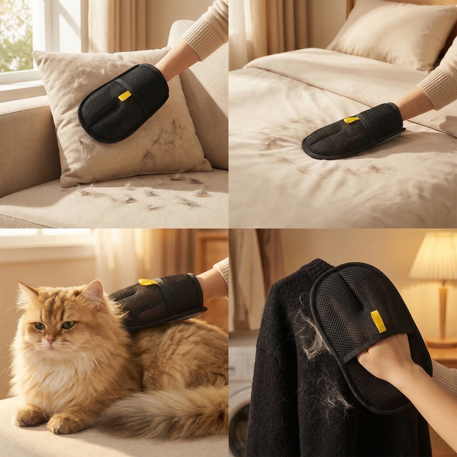 Pet Dry Cleaning Gloves Static Electricity Hair Removal Gloves Cat Hair Cleaning Magic Tool Bidirectional Hair Suction Magic Tool Household Hair Remover
