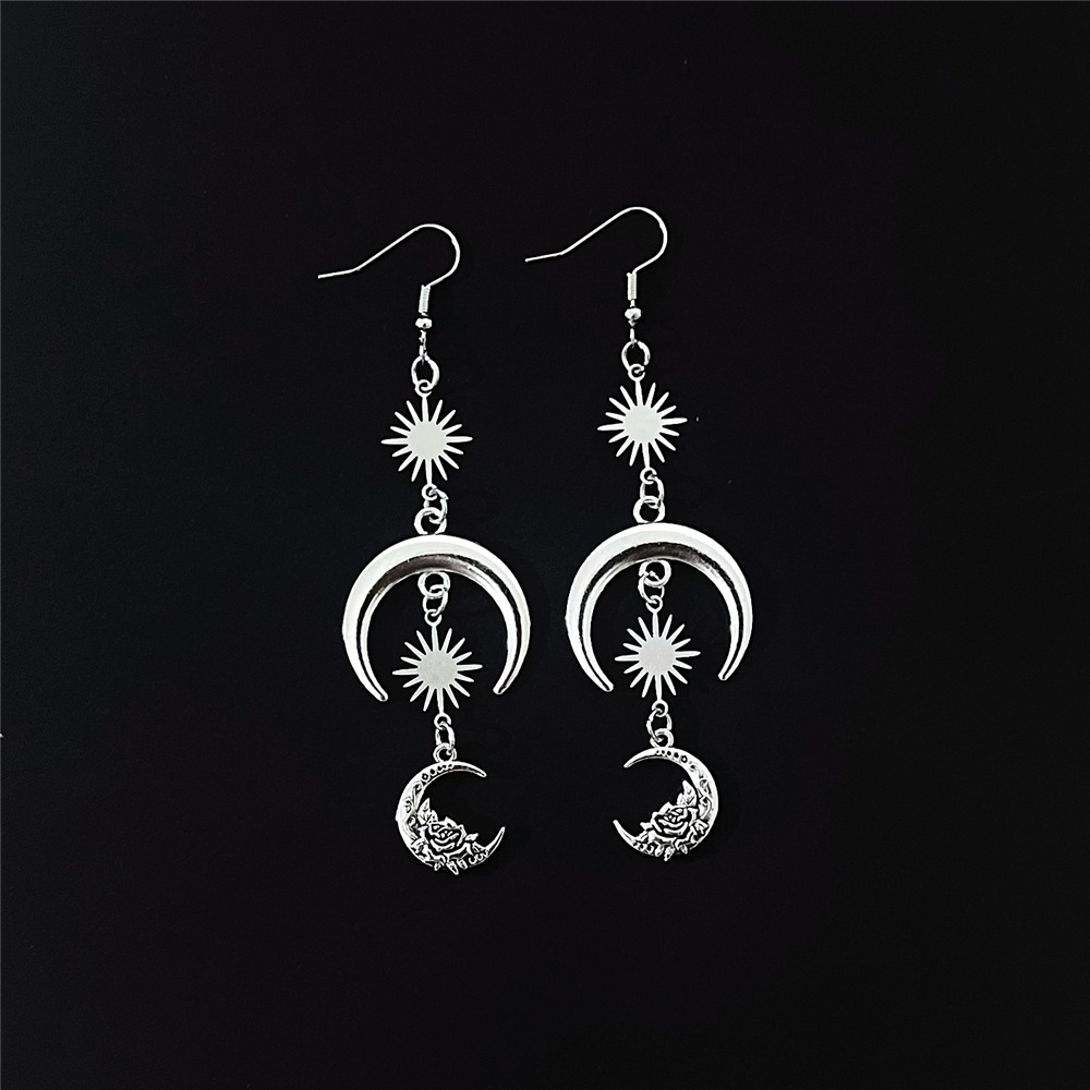 15g Weight Drop Earrings Classification 1 Pair Quantity 1 Pair Casual Simple Style Sun Moon Rose Plating Alloy Drop Earrings