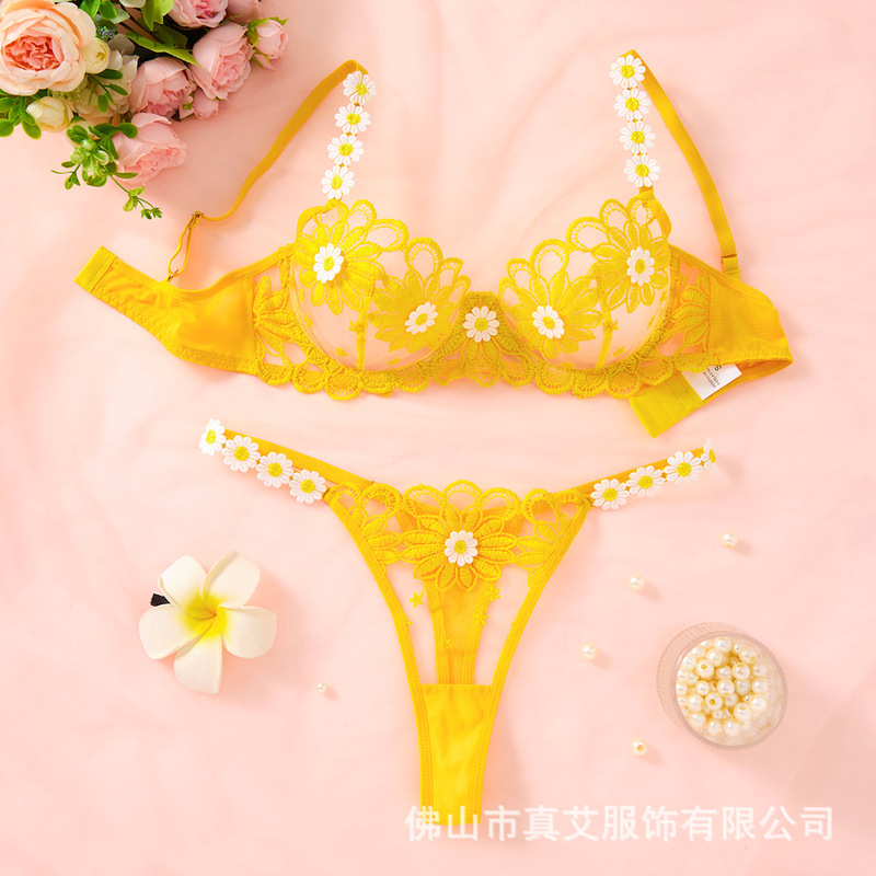 Lingerie Sexy Pure Desire Erotic Clothing See-Through Mesh Daisy Embroidery Erotic Lingerie Thong Set 86 Lingerie Sexy Pure Desire Erotic Clothing See-Through Mesh Daisy Embroidery Erotic Lingerie Thong Set 86