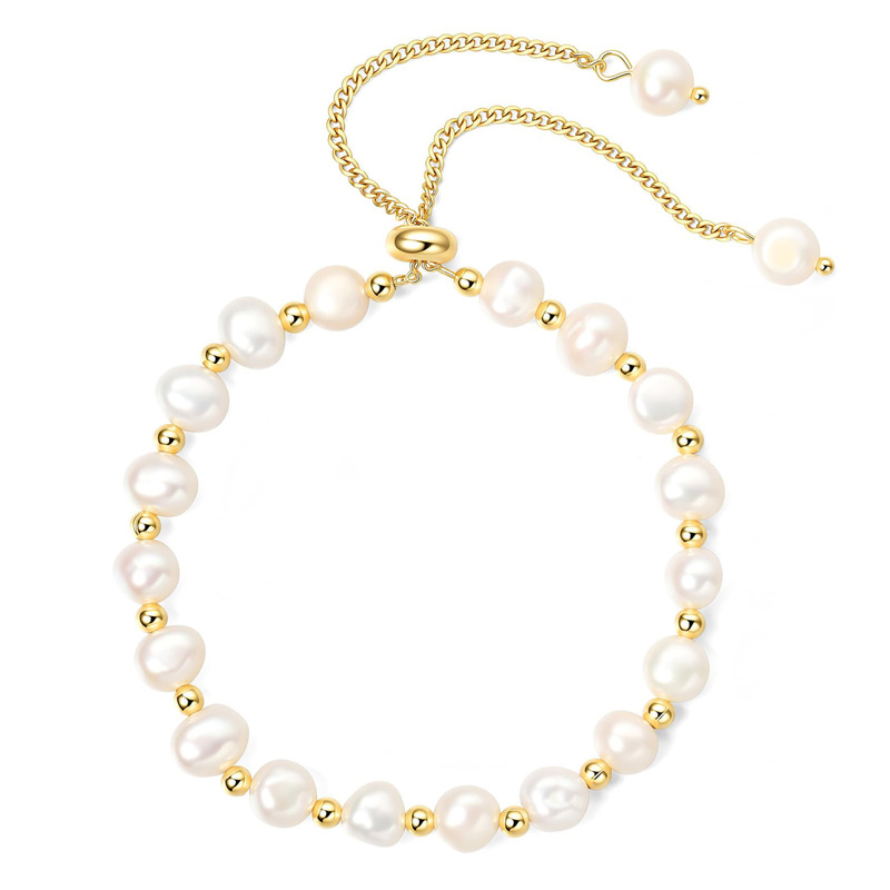New European and American gold bead irregular baroque pearl bracelet, simple gold-tone irregular pearl beaded bracelet New European and American gold bead irregular baroque pearl bracelet, simple gold-tone irregular pearl beaded bracelet