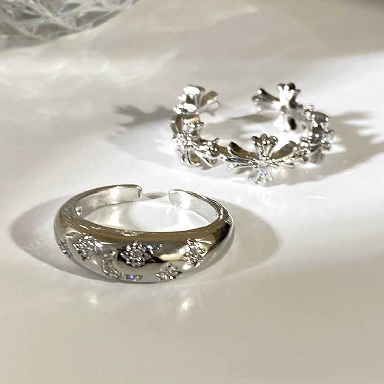 Кольцо с цирконом, дизайн light-luxury, из меди, регулируемое, на указательный палец