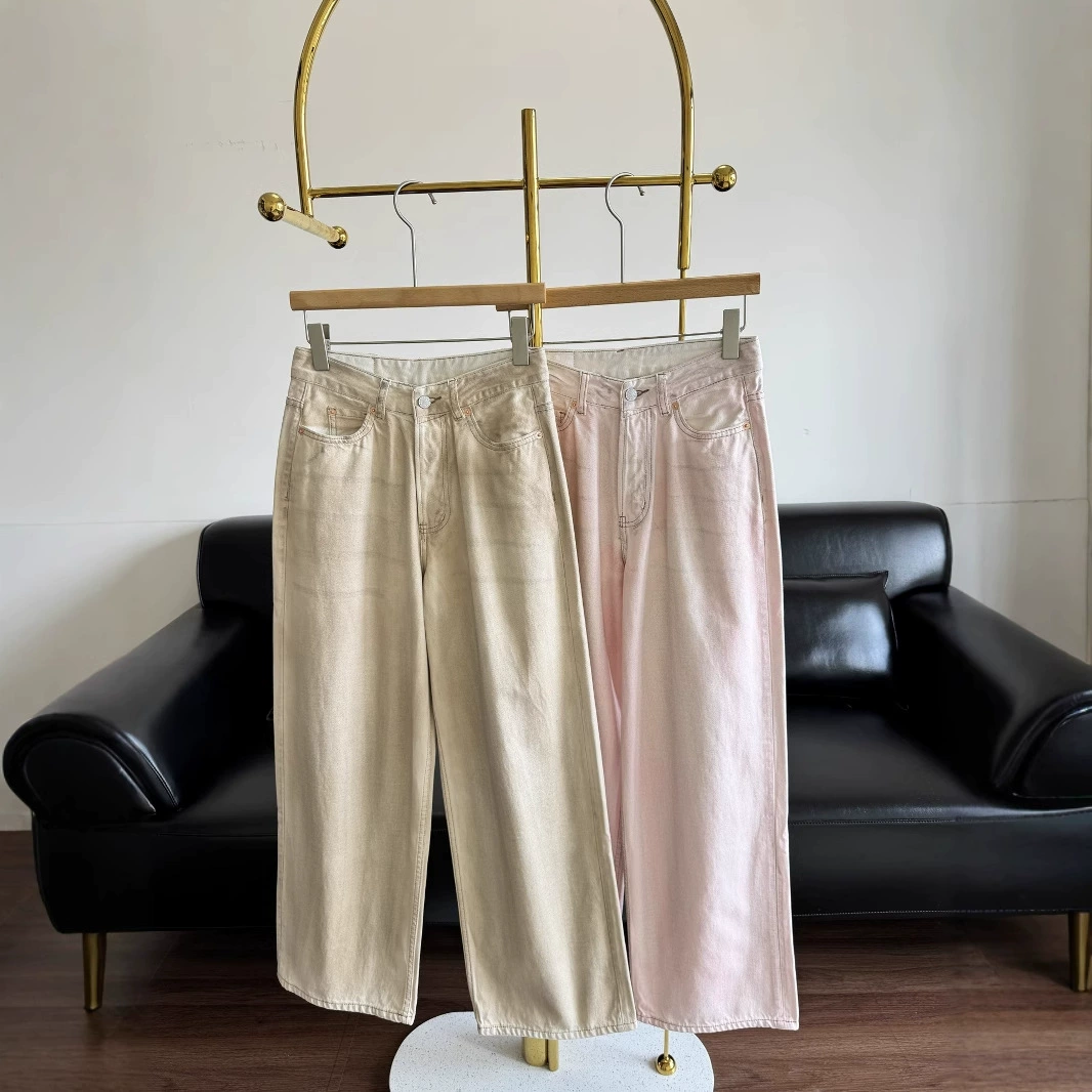 25ss ранние весенние женские потертые прямые джинсы обычного кроя 250608