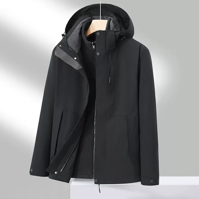 热封冲锋衣户外情侣款防风衣三合一两件套抓绒内胆加厚登山服外套