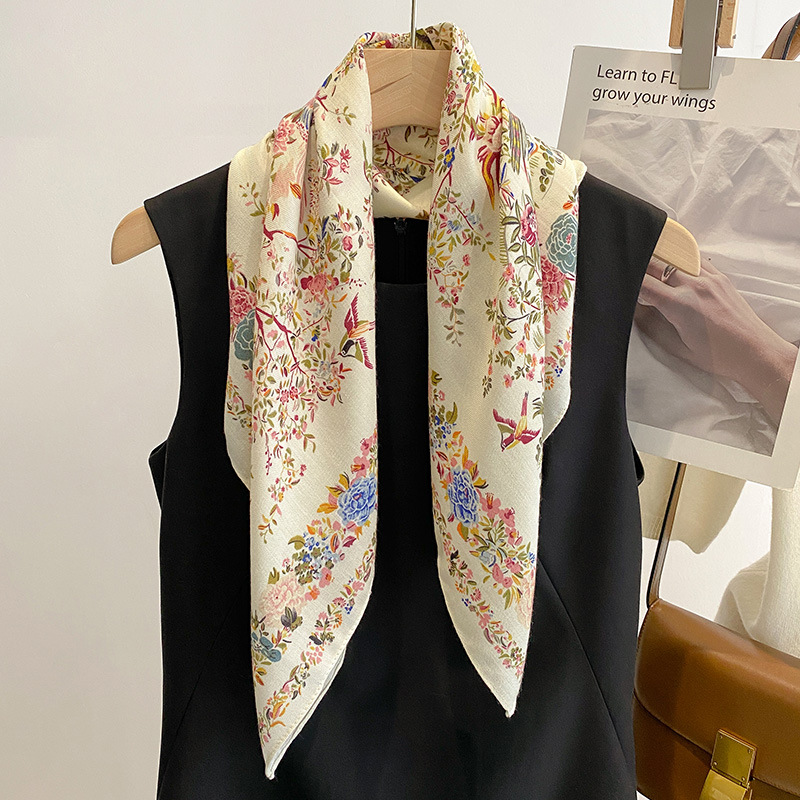 40g Weight Silk Scarf Classification Outdoor, Daily Occasion Cotton Material Ditsy Floral Pattern Autumn&Winter Season Women's Gender Vintage Style, Simple Style Style Women's Vintage Style Simple Style Ditsy Floral Cotton Silk Scarf 7