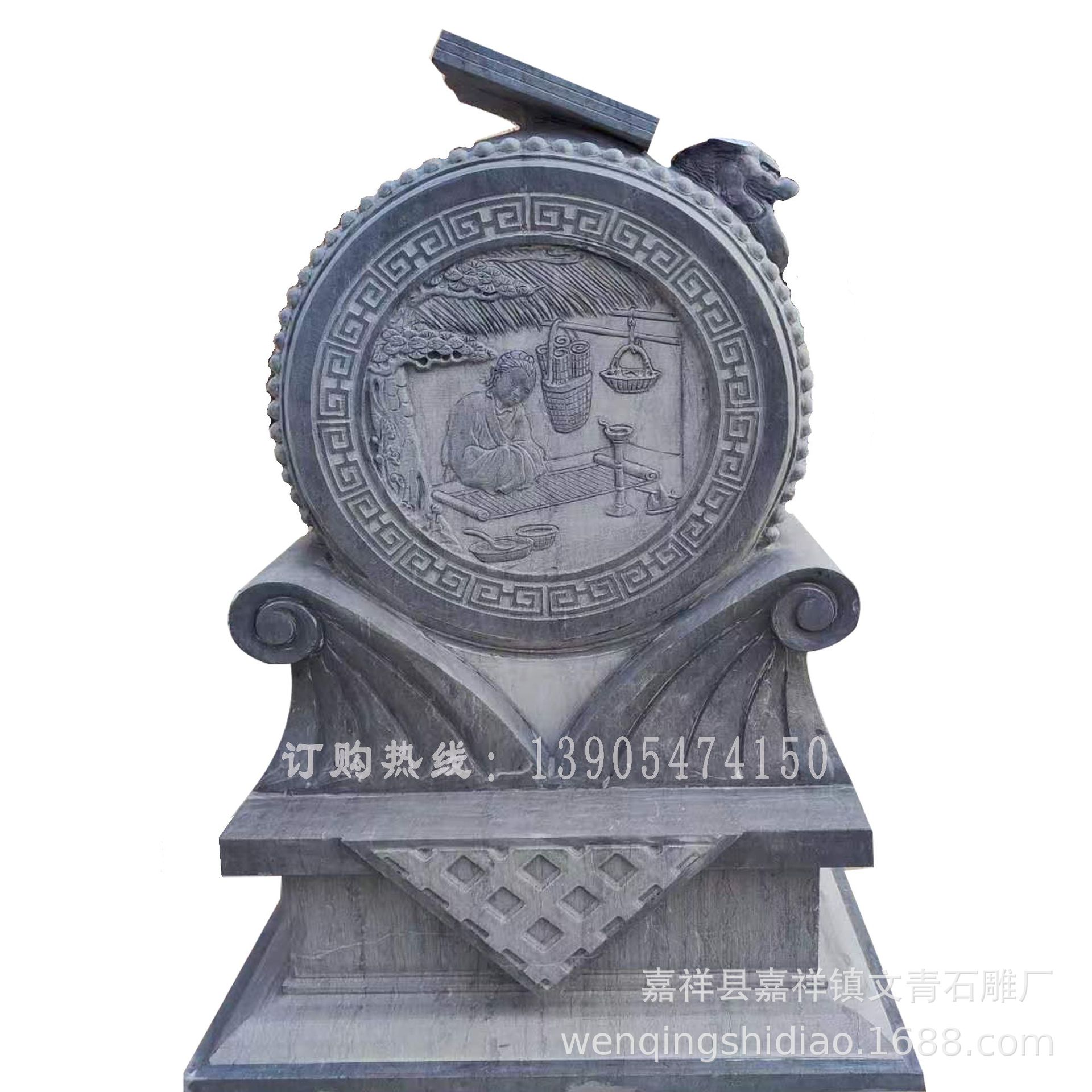 新品门墩抱鼓石天然石头门墩青石石墩摆件大门仿古石鼓狮子
