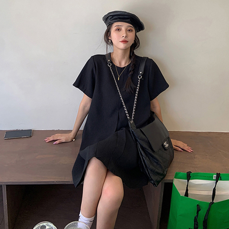 Design sense dress slimming A- line dress for fat-covering women Korean style fashionable doll skirt for young and young women