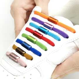 英文图片ElasticMetal Quick Tie Laces Colorful Shoe Buckles