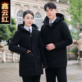 职业男女同款派克服中长款加厚工作服4S店售楼工装棉衣外套大衣