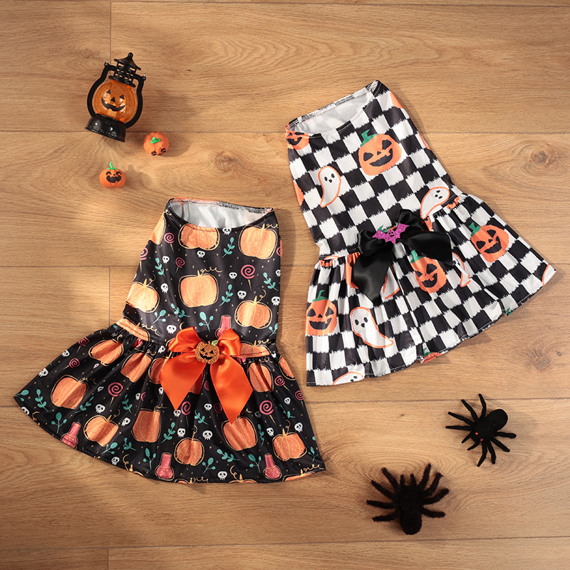 Ropa para mascotas Fiesta de Halloween Falda para mascotas de calabaza Teddy Bomei Ropa para perros pequeños y medianos Estilo explosivo transfronterizo