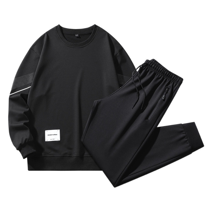 Otoño e invierno traje deportivo casual de los hombres pantalones juveniles conjunto de manga larga suelta cuello redondo suéter conjunto de dos piezas