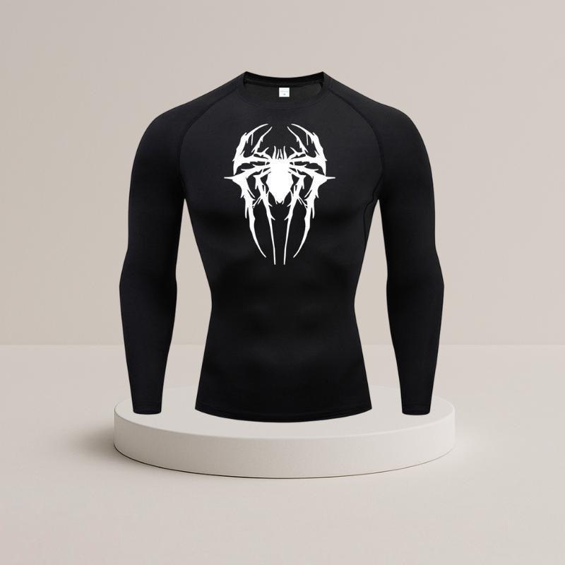 Men's Muscle Training Sports Long Sleeve T-Shirt Quick Drying Casual Printed Top_voghion.com