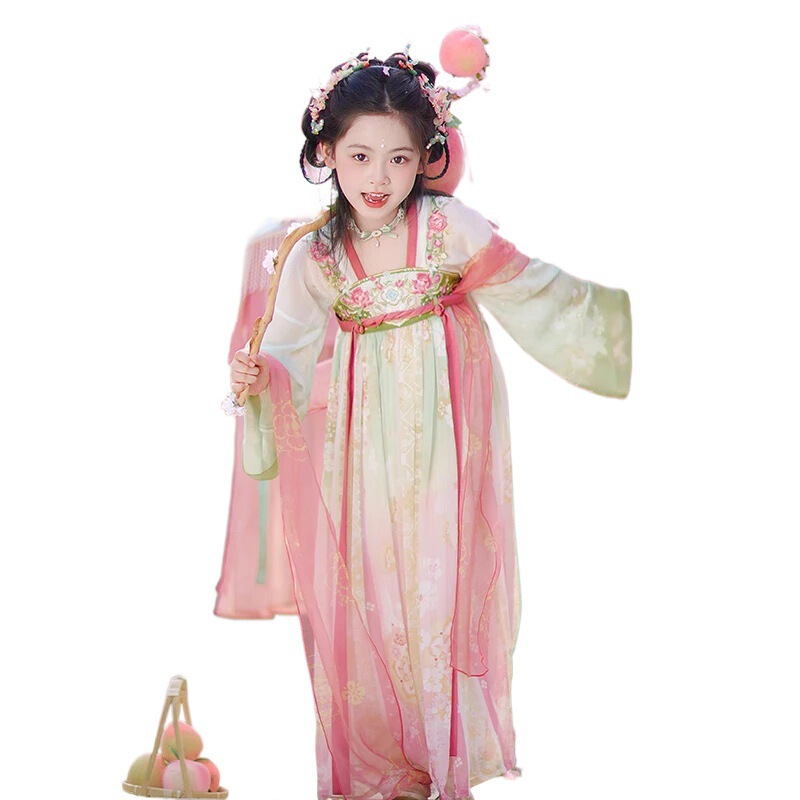 2025新款春季儿童汉服女童汉服齐胸襦裙重工刺绣中国风超仙连衣裙|undefined