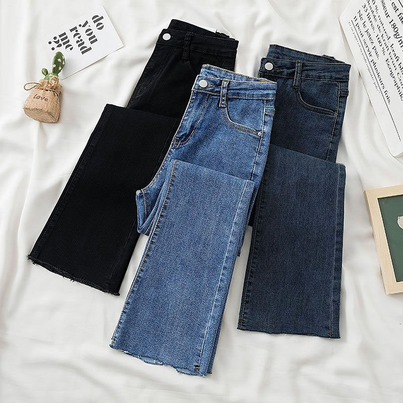 Autumn and Winter High Waist Slimming Stretch Jeans Women's Straight Bf Style Loose Thickened fleece-lined Rag Trendy Smoke Tube Pants Autumn and Winter High Waist Slimming Stretch Jeans Women's Straight Bf Style Loose Thickened fleece-lined Rag Trendy Smoke Tube Pants