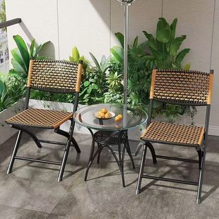 Outdoor Leisure Fishing Picnic Portable Chair Rattan Chair Balcony Home Rattan Stool Folding Chair Middle-Aged and Elderly Folding Chair