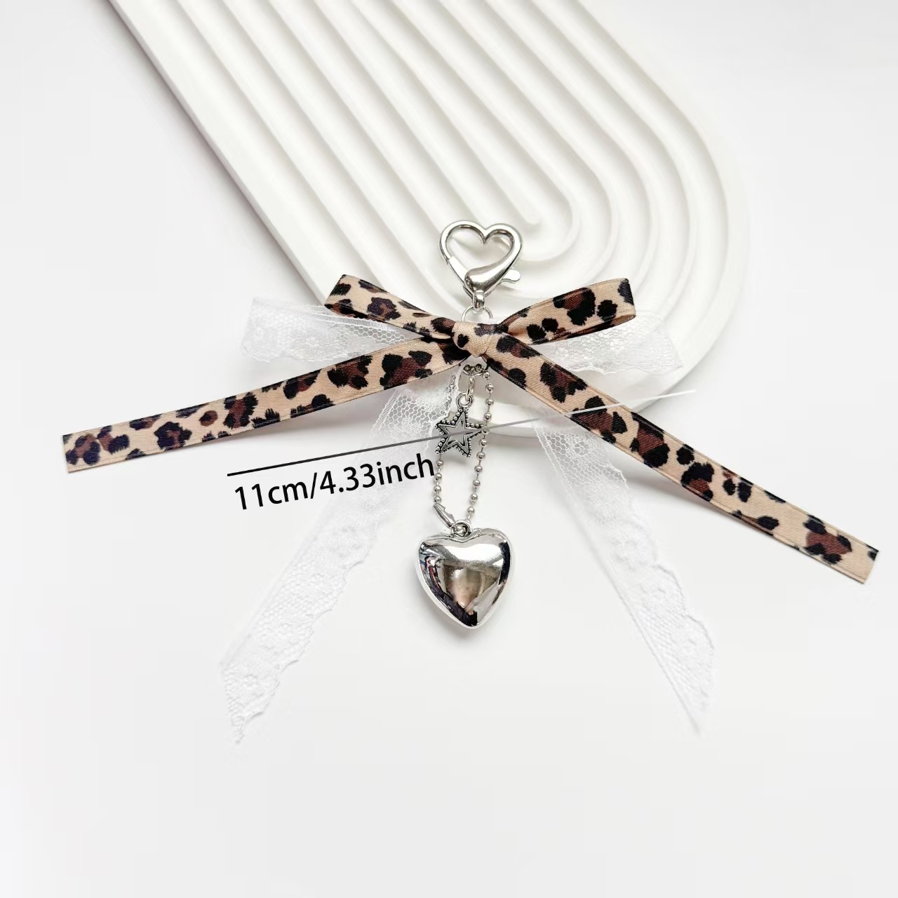 Cute, Korean Style Style Cute Korean Style Heart Shape Bow Knot Leopard Cloth Metal Women's Keychain