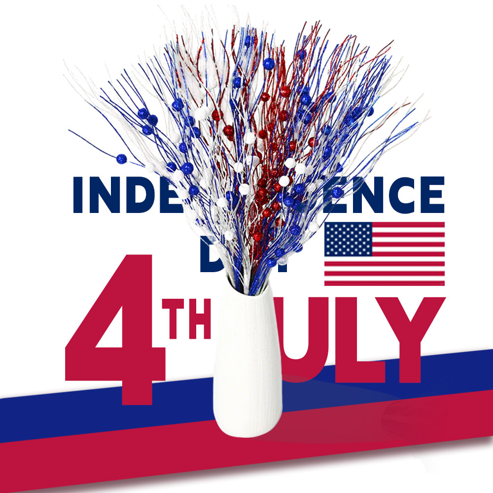 Nuevo Día de la Independencia de los Estados Unidos decoración de oro rosa bola patriótica paquete de sequillas brillantes enchufe de fiesta interior a través de la frontera