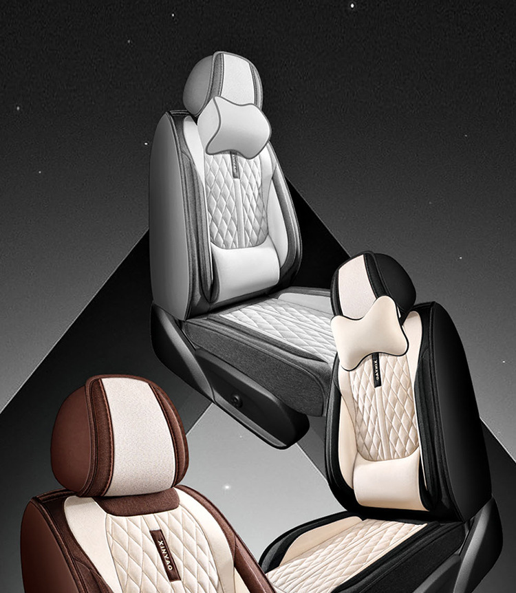New Car Seat Cushion, All-Season, All-Inclusive, Breathable Linen Car Seat Cushion, Five-Seater Summer Seat Cover, Cooling Pad