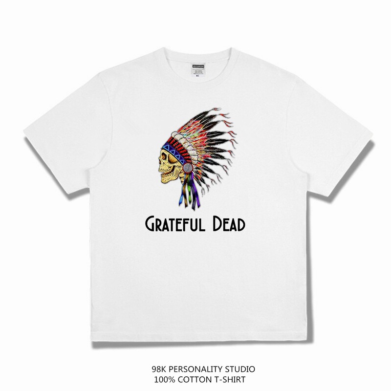 European and American Fashion Brand Grateful Dead Rock Band Distinctive T-shirt Short-sleeved Loose Printed Men and Women