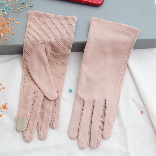 Driving sun protection gloves summer thin cotton anti-UV breathable non-slip short cycling outdoor sun protection women's gloves