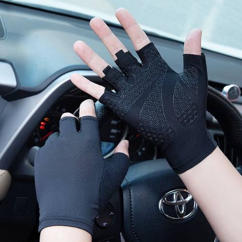 Cross-border half-finger gloves for men and women, summer sun protection net surface breathable quick-drying fitness cycling anti-slip fishing rider gloves