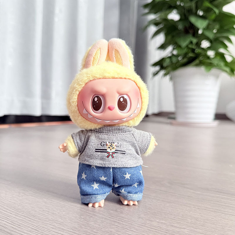 仅售娃衣】一二三代钥匙扣Labubu衣服挂件拉布布娃衣星空牛仔背带|undefined