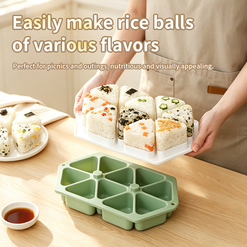 Large 7.5cm Japanese-style triangular ten-in-one mold for making rice balls, portable for outdoor picnics, sushi, and lunch boxes; DIY tool