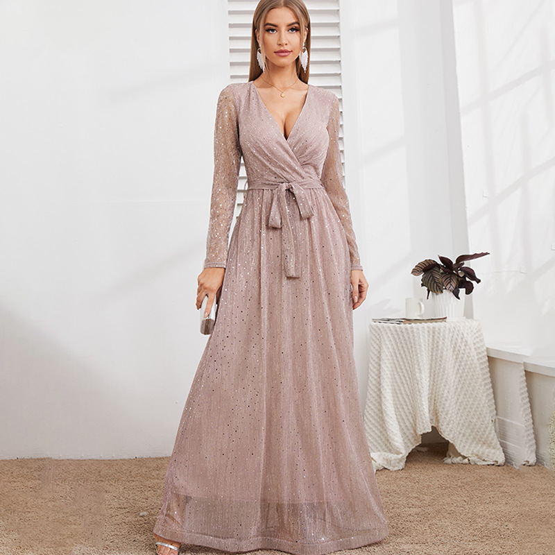 Long-Sleeved Evening Dress New Banquet Prom Party Dress Long Annual Party Evening Dress Birthday Party Dress