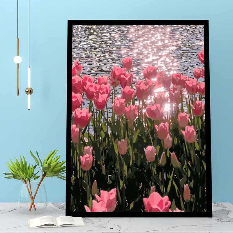 DIY Digital Tulip Floral Filling Oil Painting Hand-painted Coloring Coloring Healing Decorative Wall Hanging