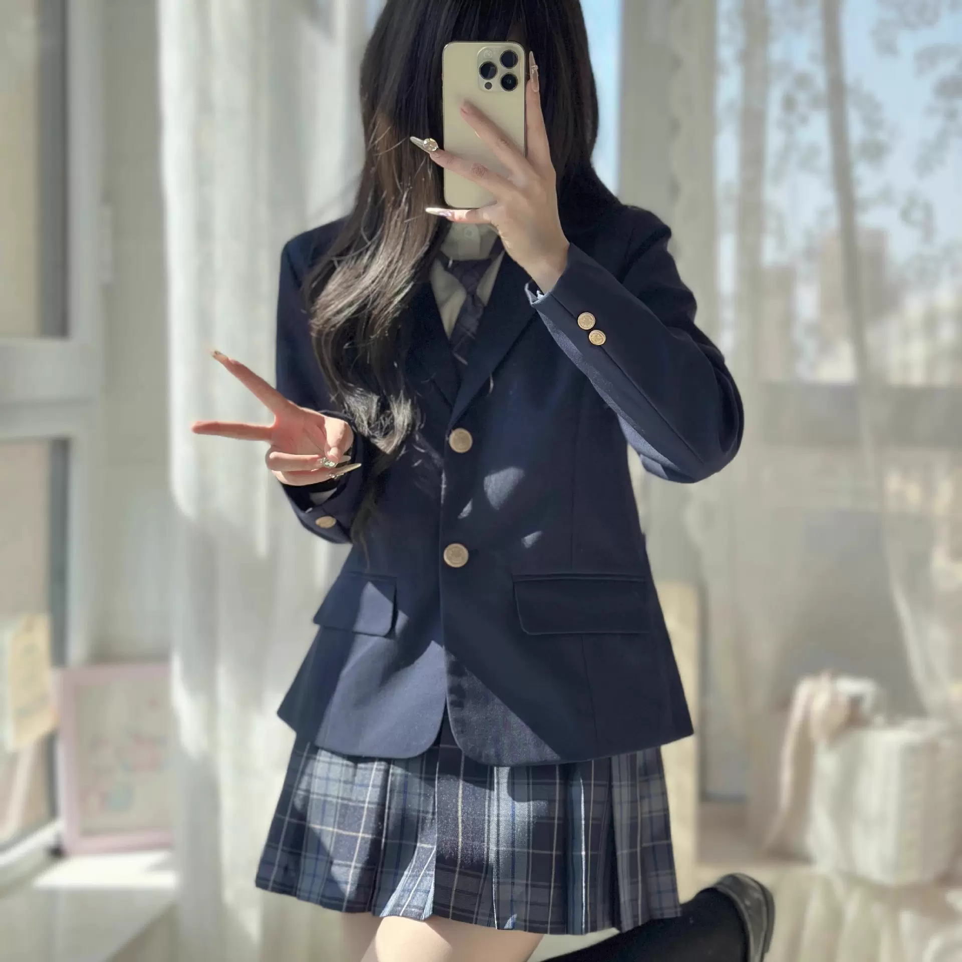 日系学院风JK西装制服外套女校供感秋冬学生百搭西服格裙套装免烫