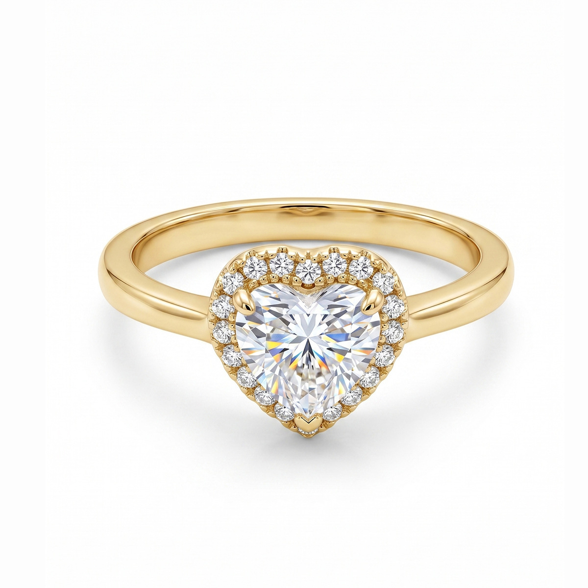 classic wedding ring heart shaped with zircon
