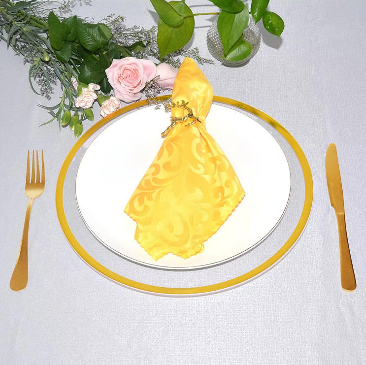 13 pulgadas acrílico transparente cargador de bordes de oro plano boda navidad baby shower party decoración plástica