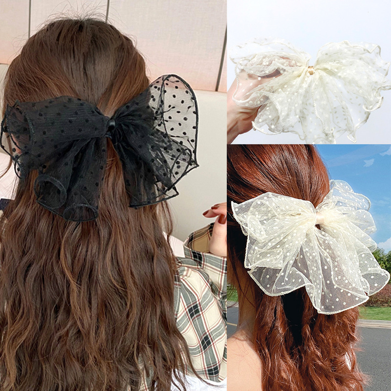 Nueva primavera y verano negro malla arco grande horquilla internet celebridad ins clip superior accesorios para el cabello super hada espalda cabeza chica accesorios para el cabello