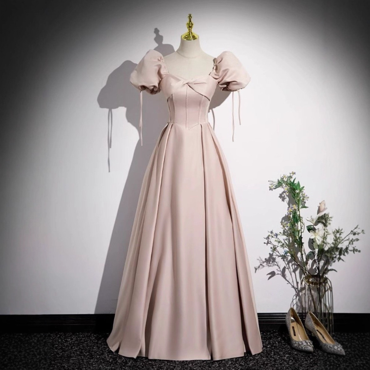Pink Evening Dress for Women, French Style, Runaway Princess, High-End Satin, Coming-Of-Age Ceremony, Vocal Art Exam, Can Be Worn at Ordinary Times