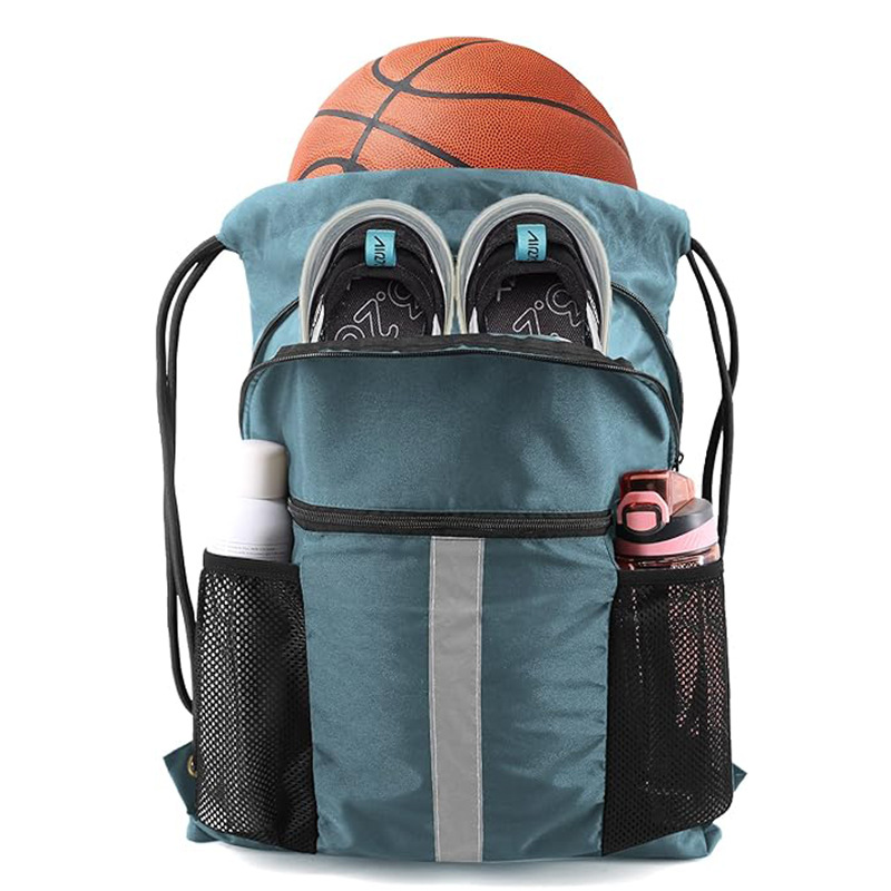 Cross-Border Wholesale Outdoor Sports Backpacks, Lightweight Foldable Drawstring Gym Bags, Basketball and Football Storage Bags