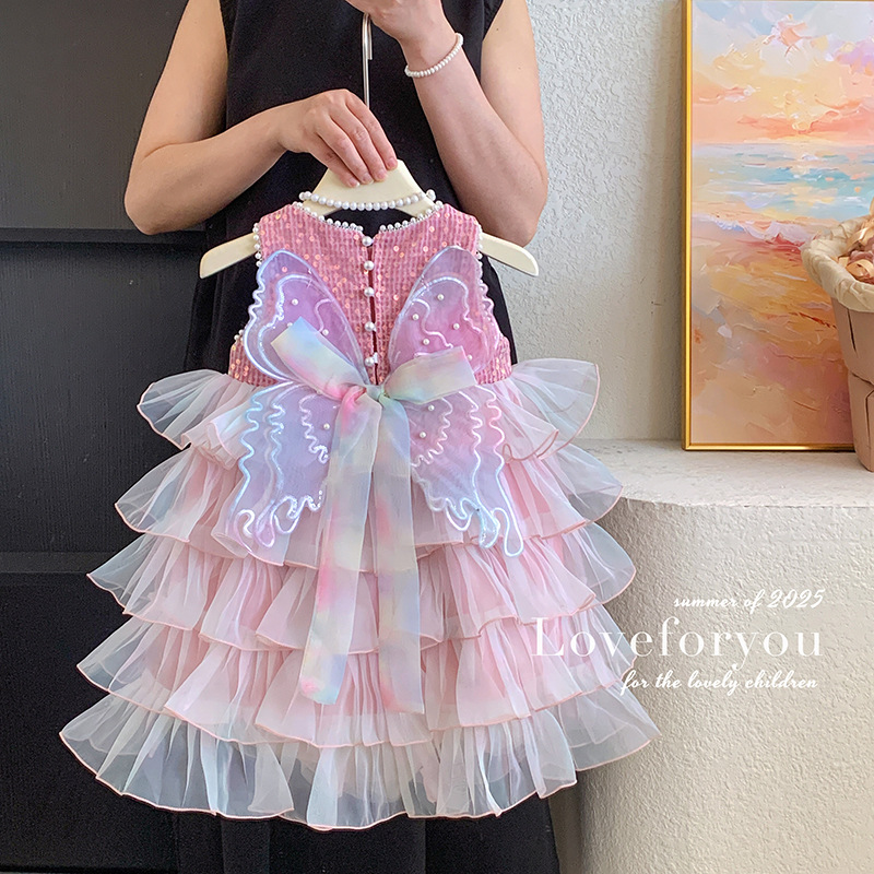 Girls' Summer Dress 2026 New Stylish Baby Summer Cake Dress Formal Dress Little Girl Princess Dress