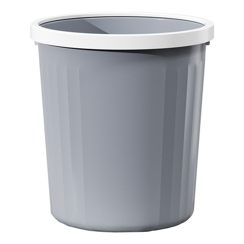 Simple and Elegant Thick Plastic Collar Waste Bin Large Mouth Kitchen Bathroom Large Capacity Uncovered Trash Can
