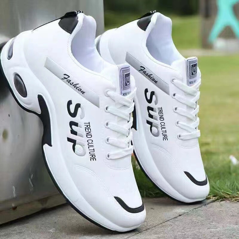 Men's Leather Waterproof Korean Style Running Sneakers, Casual Men's Leather Waterproof Korean Style Running Sneakers, Casual