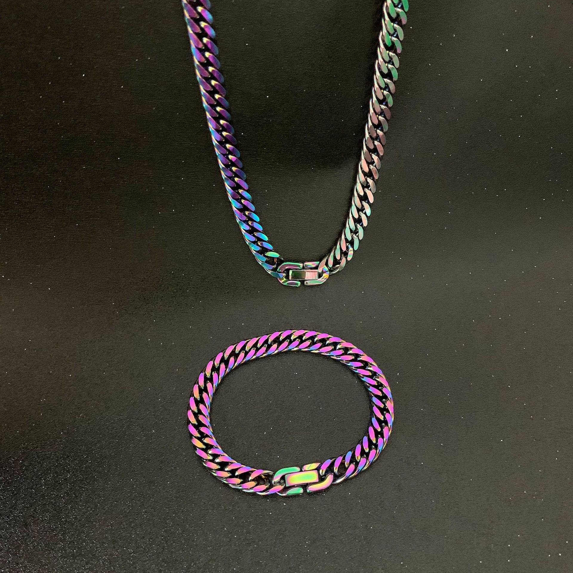 40g Weight Bracelets Classification Titanium Steel Chain Material Cuban Link Chain Curb Chain Chain Type 1 Piece Quantity Daily Occasion Titanium Steel Material Geometric Pattern All Seasons Season Men's Gender Hip-Hop Style Hip-Hop Geometric Titanium Steel Men's Bracelets Men's Chain Bracelets 5