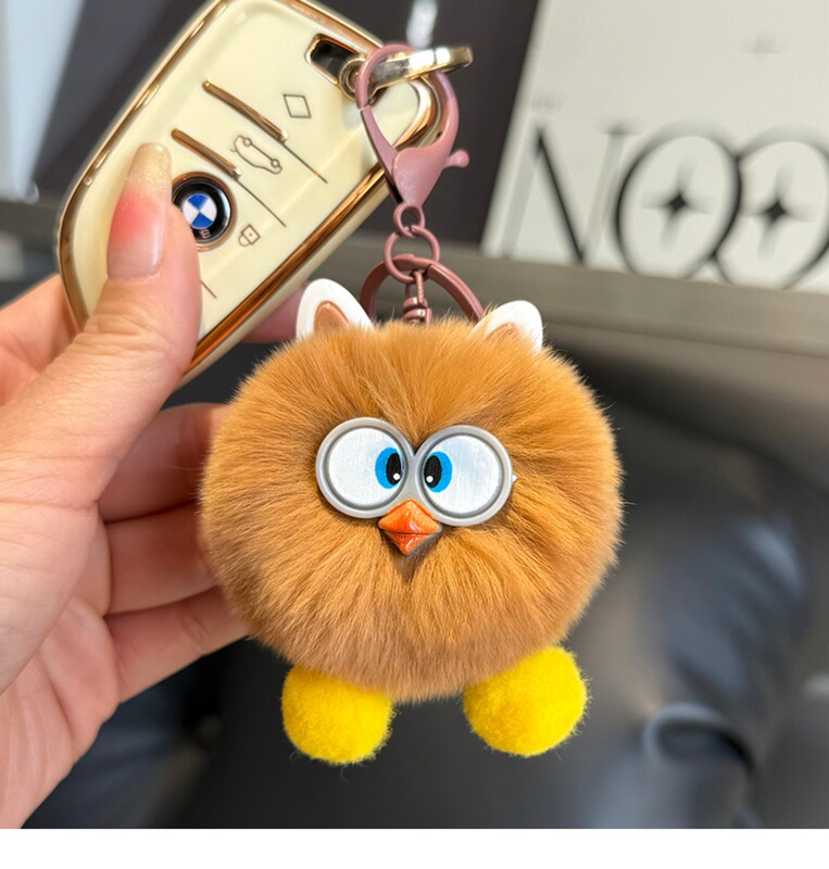 仿獭兔毛可爱小煤球包包挂件书包精致公仔挂饰卡通玩偶汽车钥匙扣|undefined